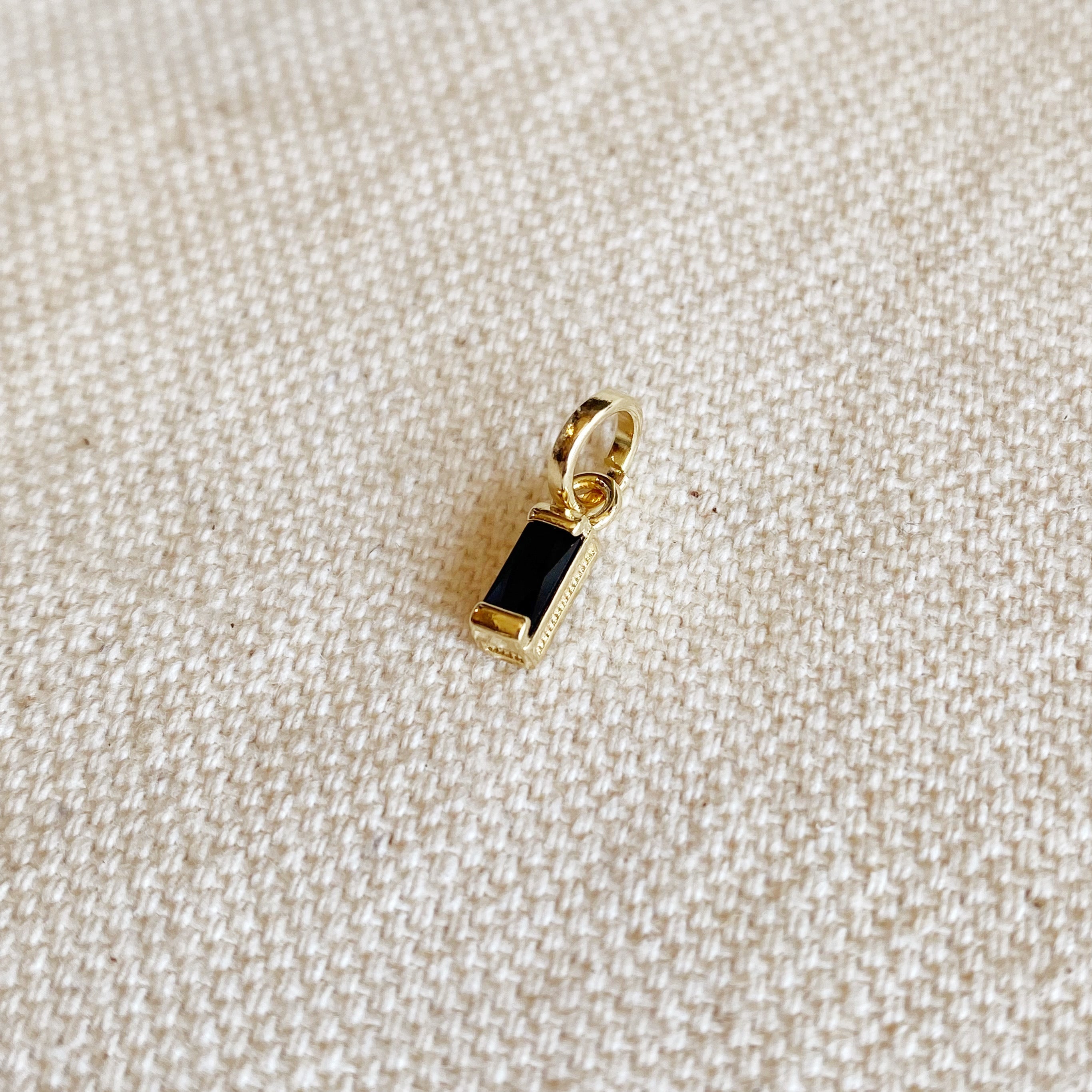 Mondsee 18k Gold Filled Mini Black Baguette Charm Pendant | 18k Gold Filled Jewelry