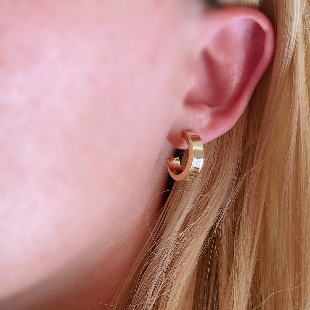 Mondsee 18k Gold Filled Flat Half Hoop Earrings | 18k Gold Filled Jewelry