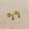 Mondsee 18k Gold Filled Bar Stud Earrings With Micro Cubic Zirconia Stones | 18k Gold Filled Jewelry