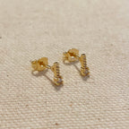 Mondsee 18k Gold Filled Bar Stud Earrings With Micro Cubic Zirconia Stones | 18k Gold Filled Jewelry