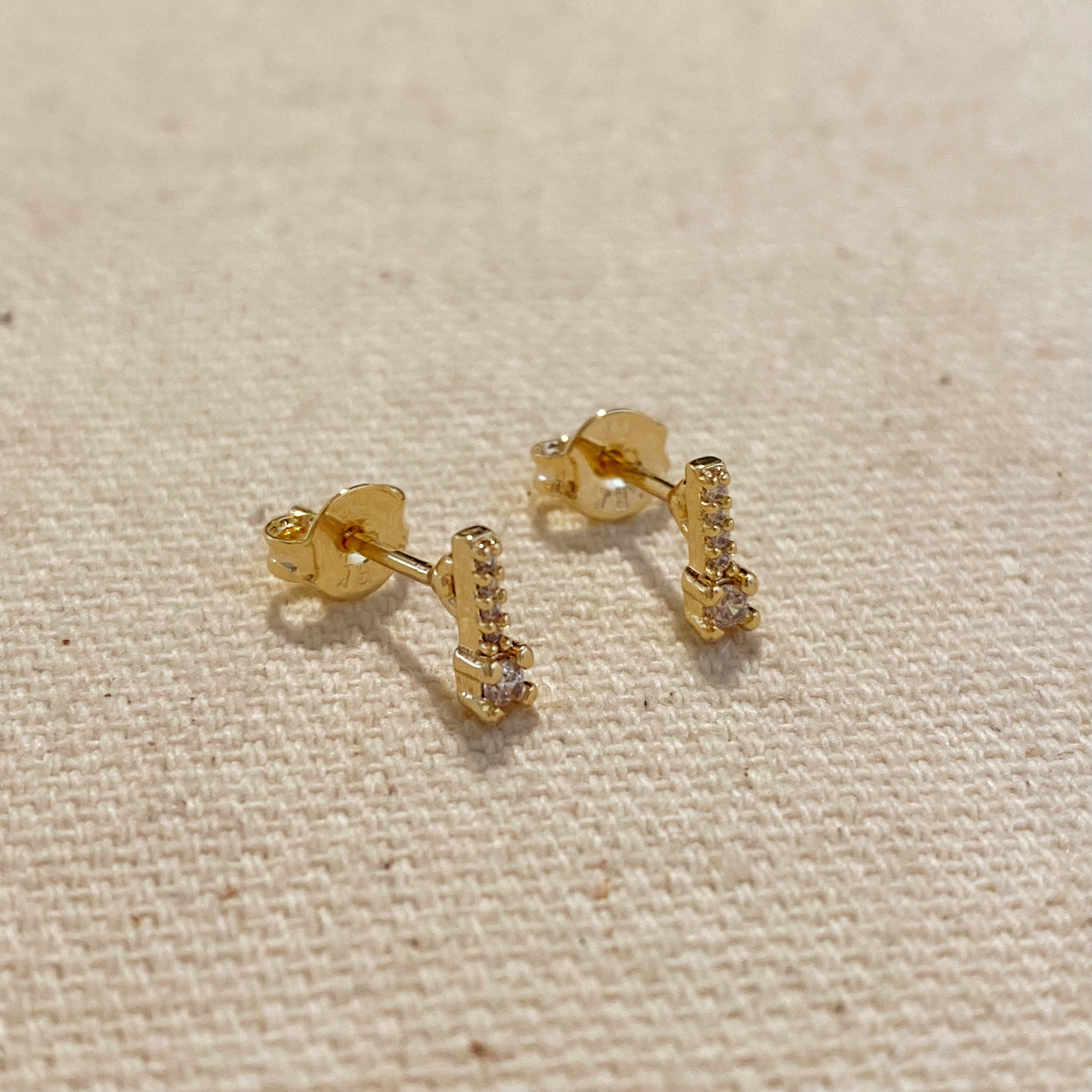 Mondsee 18k Gold Filled Bar Stud Earrings With Micro Cubic Zirconia Stones | 18k Gold Filled Jewelry