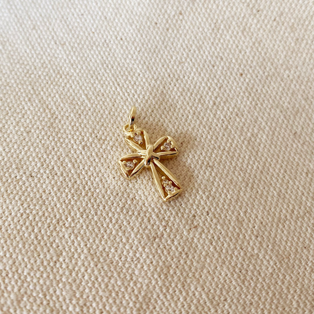 Mondsee 18k Gold Filled Cross Pendant With 4 Cubic Zirconia Stones | 18k Gold Filled Jewelry
