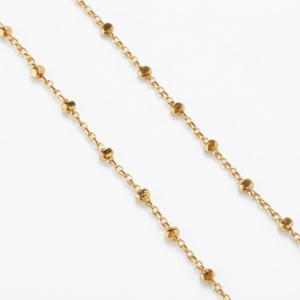 Mondsee 18k Gold Filled 1mm Spaced Beaded Chain | 18k Gold Filled Jewelry