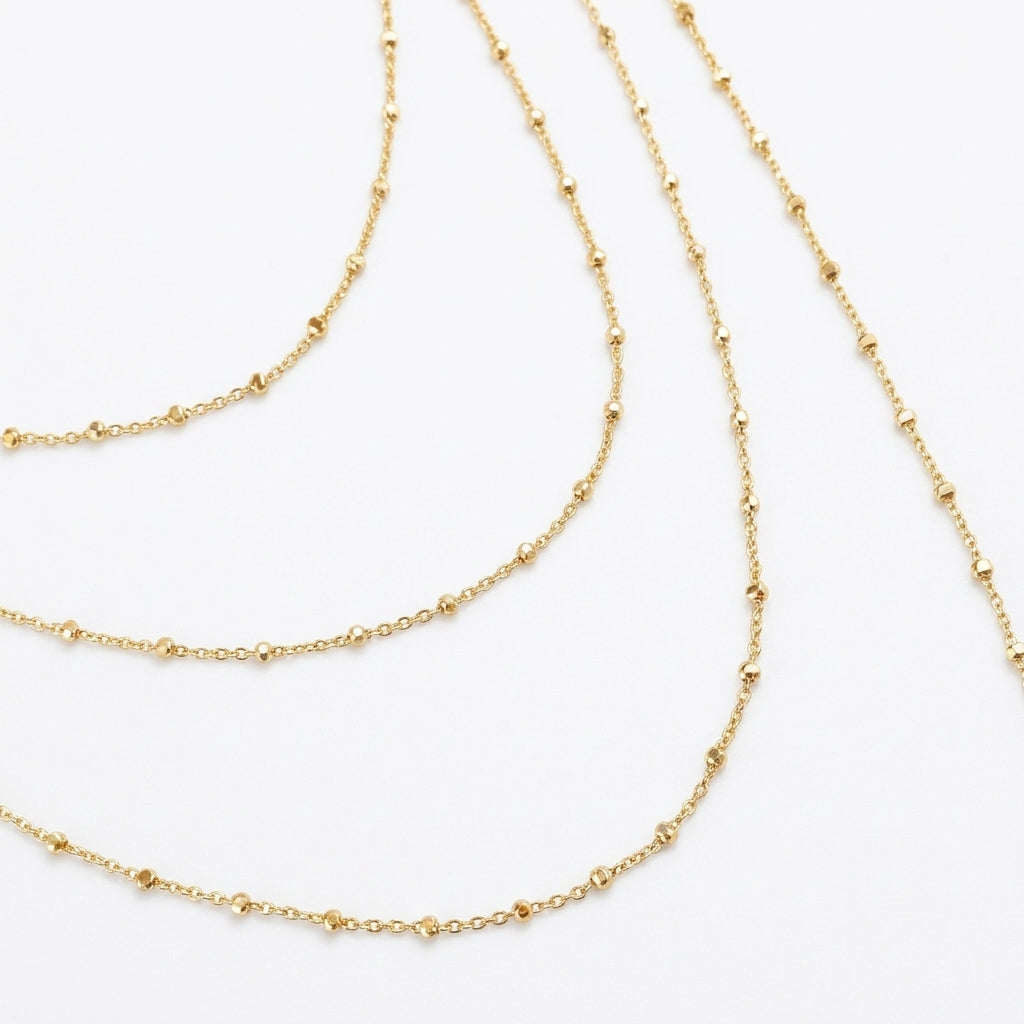 Mondsee 18k Gold Filled 1mm Spaced Beaded Chain | 18k Gold Filled Jewelry