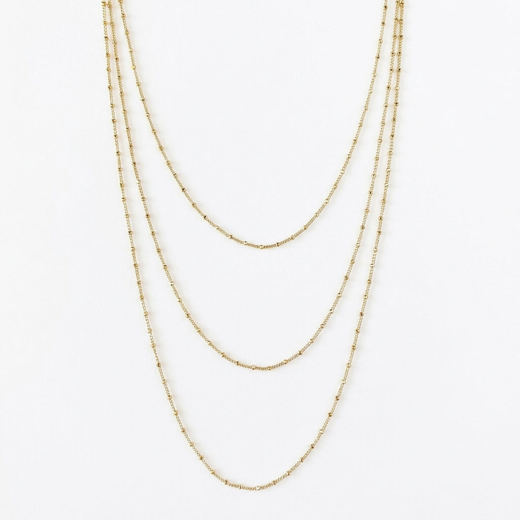 Mondsee 18k Gold Filled 1mm Spaced Beaded Chain | 18k Gold Filled Jewelry