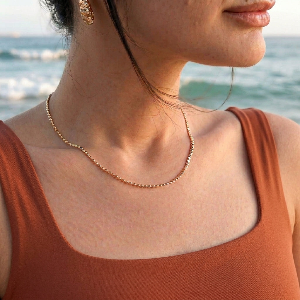 Mondsee 18k Gold Filled 2mm Dot Chain Necklace | 18k Gold Filled Jewelry