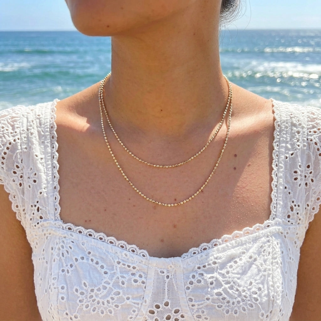 Mondsee 18k Gold Filled 2mm Dot Chain Necklace | 18k Gold Filled Jewelry
