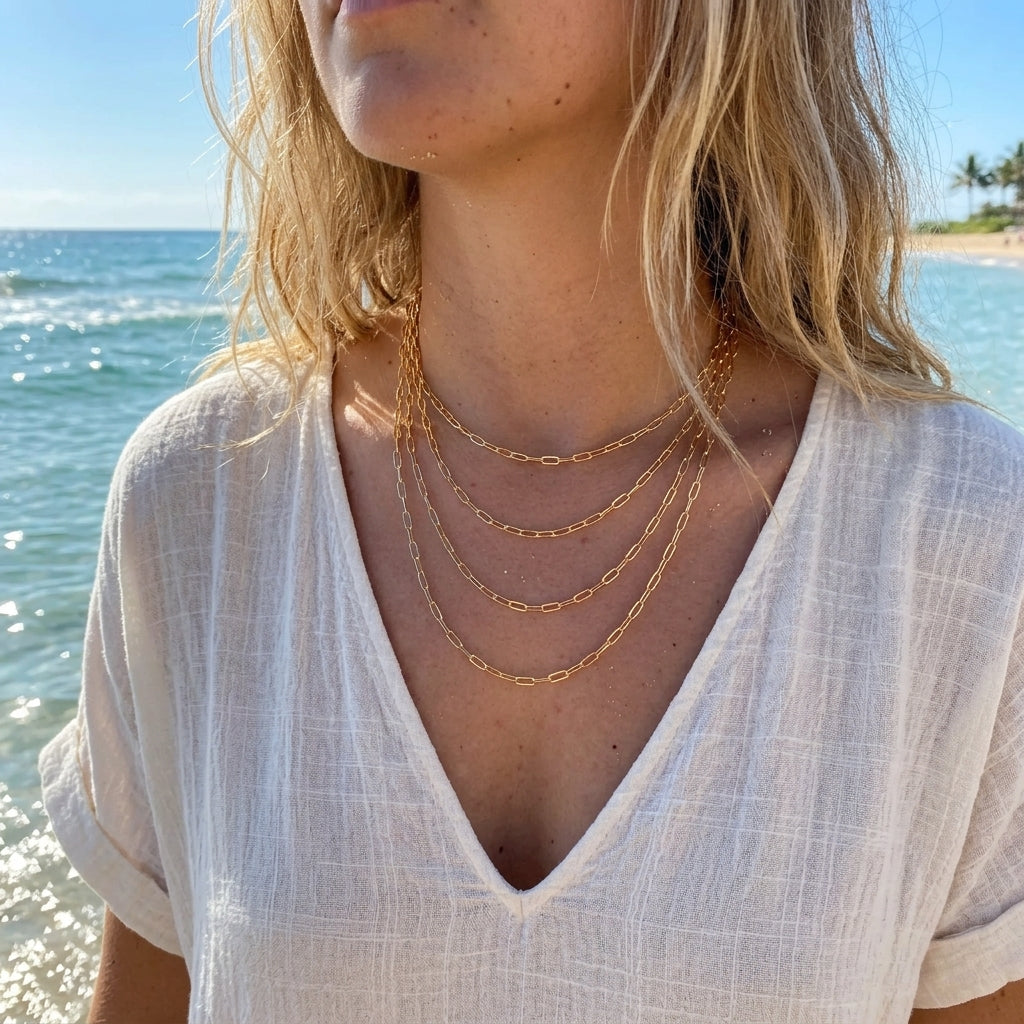 Mondsee 18k Gold Filled Short Link Paperclip Chain | 18k Gold Filled Jewelry