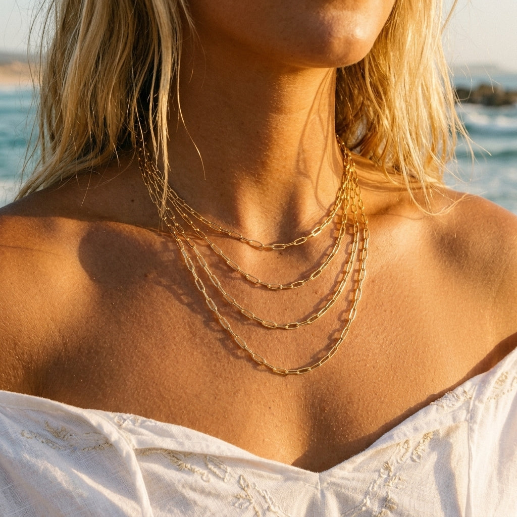Mondsee 18k Gold Filled Short Link Paperclip Chain | 18k Gold Filled Jewelry