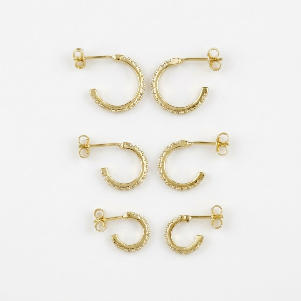 Mondsee 18k Gold Filled CZ C-Hoop Earrings | 18k Gold Filled Jewelry
