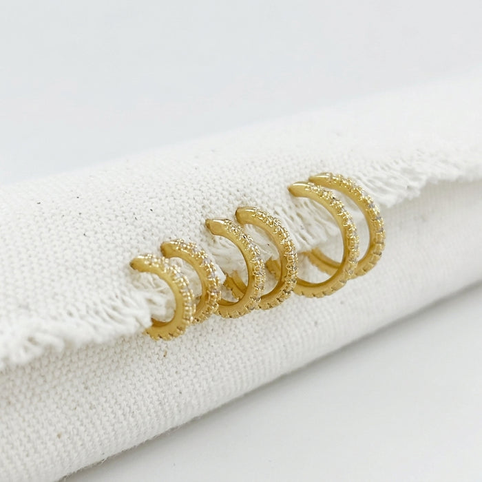 Mondsee 18k Gold Filled CZ C-Hoop Earrings | 18k Gold Filled Jewelry