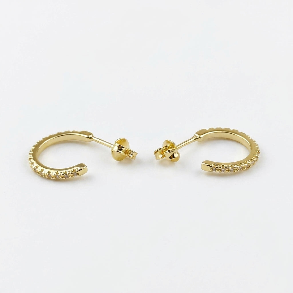 Mondsee 18k Gold Filled CZ C-Hoop Earrings | 18k Gold Filled Jewelry