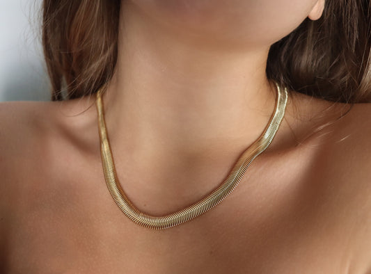 8mm Gold Snake Herringbone Chain